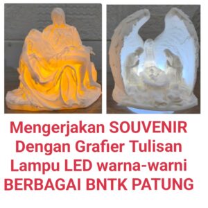 Pre Order, dengan warna warni lampu LED dengan Tulisan Grafier untuk Kenangan / Event Tertentu. Berbagai macam bentuk patung atau apa pun